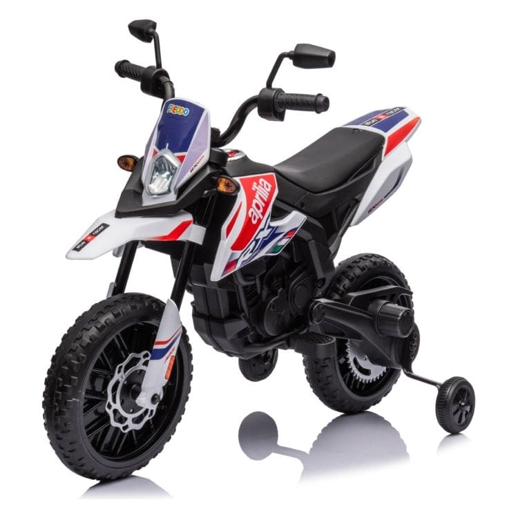 12V Aprilia Motorcycle 1 Seater Ride On for Kids – White