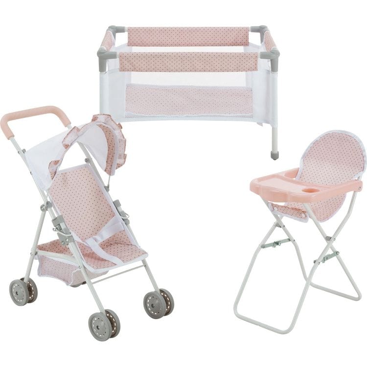 Olivia’s Little World Polka Dot Princess Baby Doll 3 Piece Nursery Set – Pink