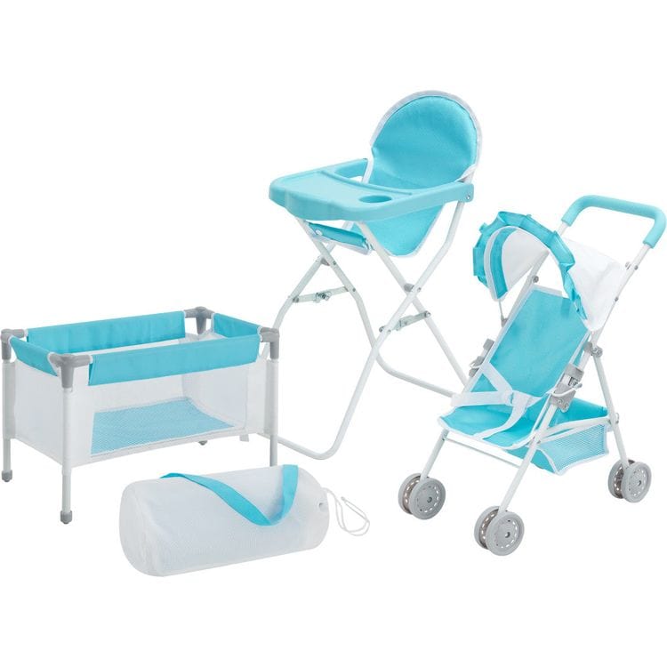 Olivia’s Little World Baby Doll 3 Piece Nursery Set – Blue