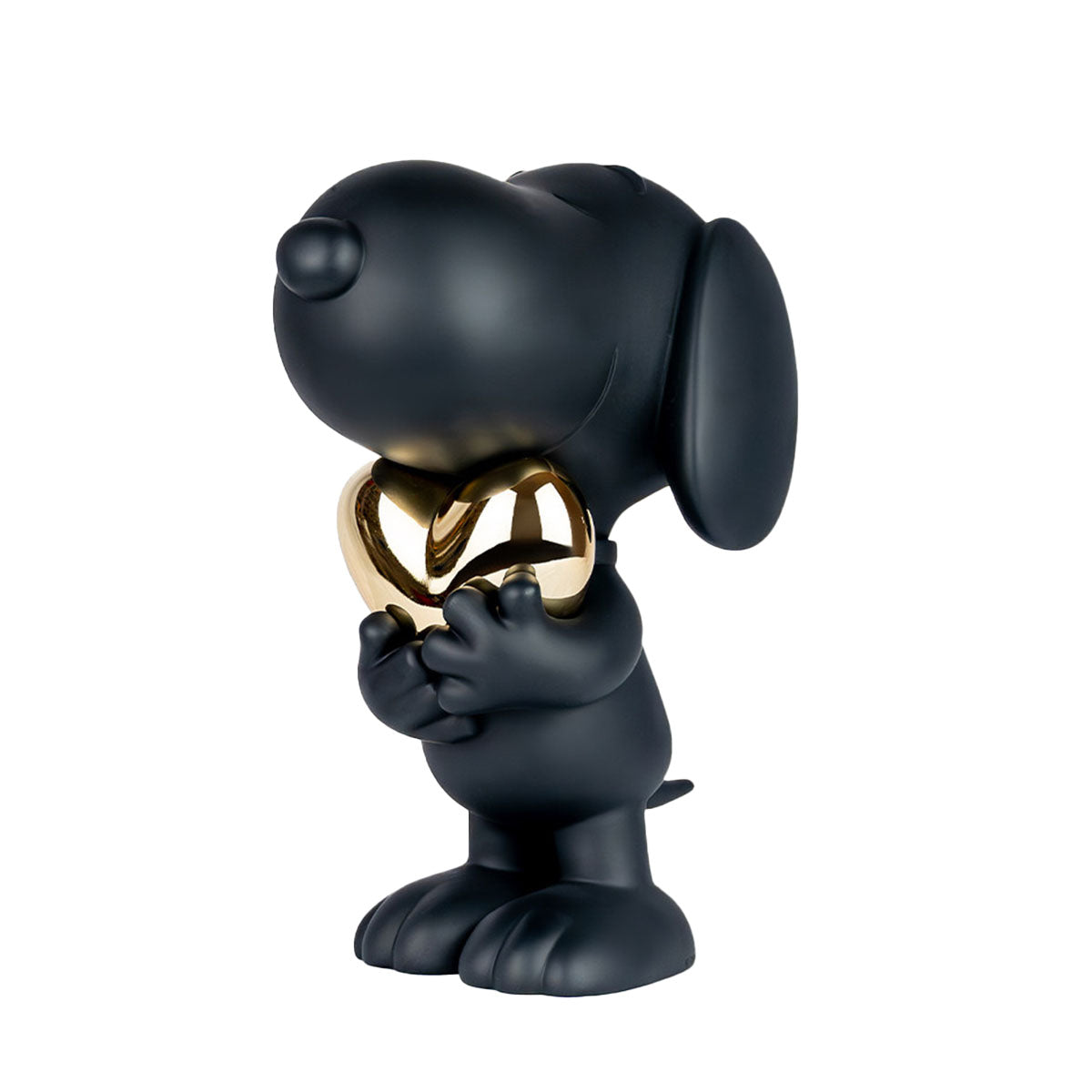 Snoopy Matte Black Figure with Chrome Gold Heart – 21.6″