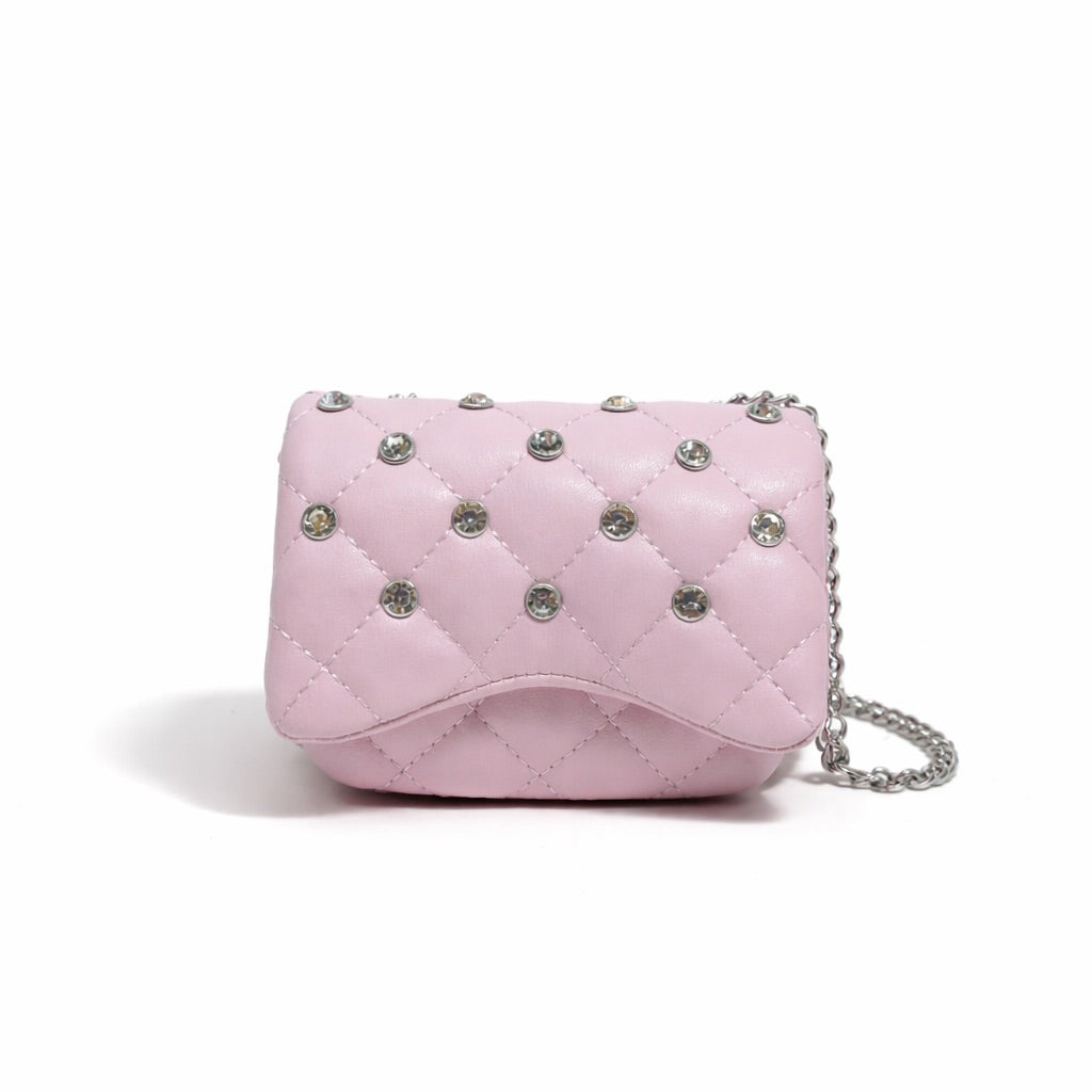 Tiny Crystal Stud Handbag – Pink