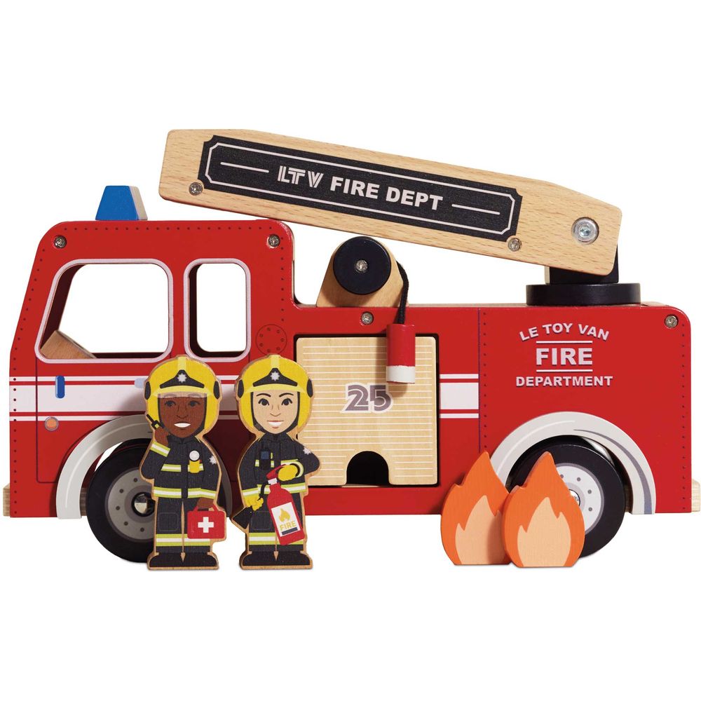 Wood Fire Engine with Firefighters