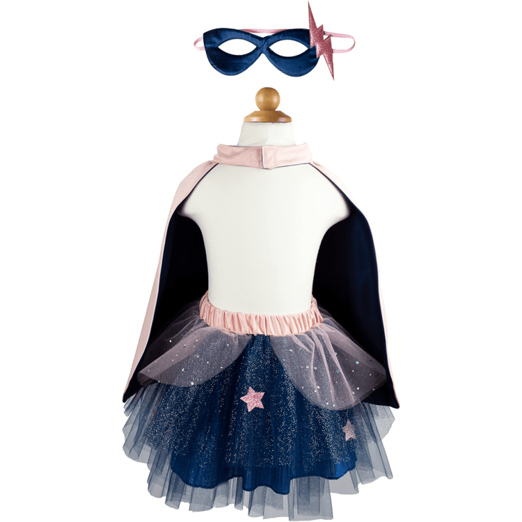 Super-duper Tutu/Cape/Mask, Pink/Navy, Size 4-6