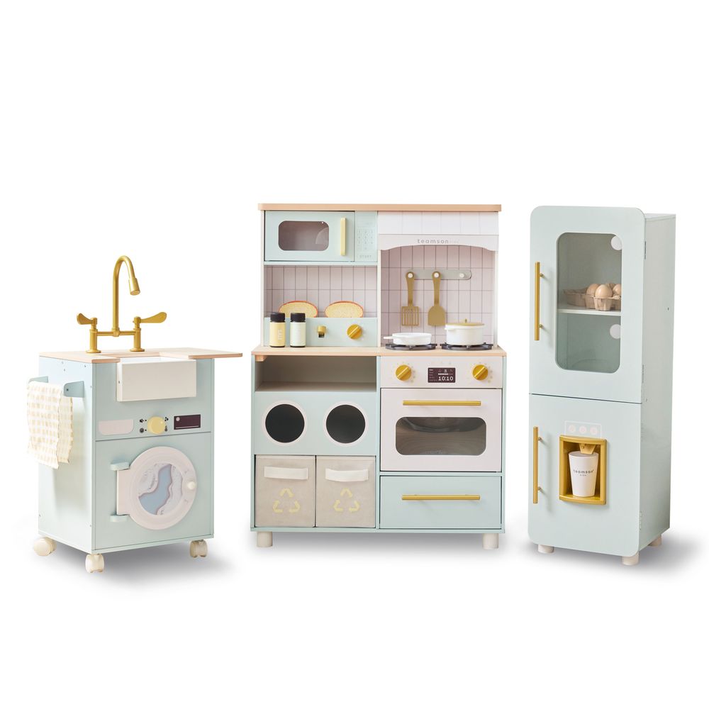 Little Chef Savannah Wooden Play Kitchen with 3 Modular Pieces – Light Blue