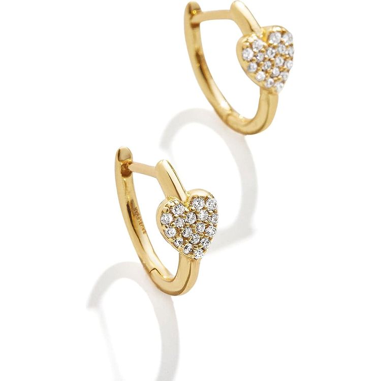 Little Hearts Big Feelings 18K Gold Kids’ Hoop Earrings – Clear/Gold