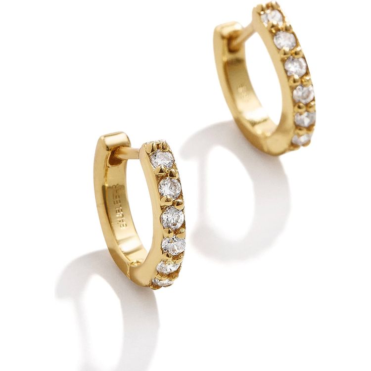 Tori 18K Gold Kids’ Hoop Earrings – Gold/Pavé
