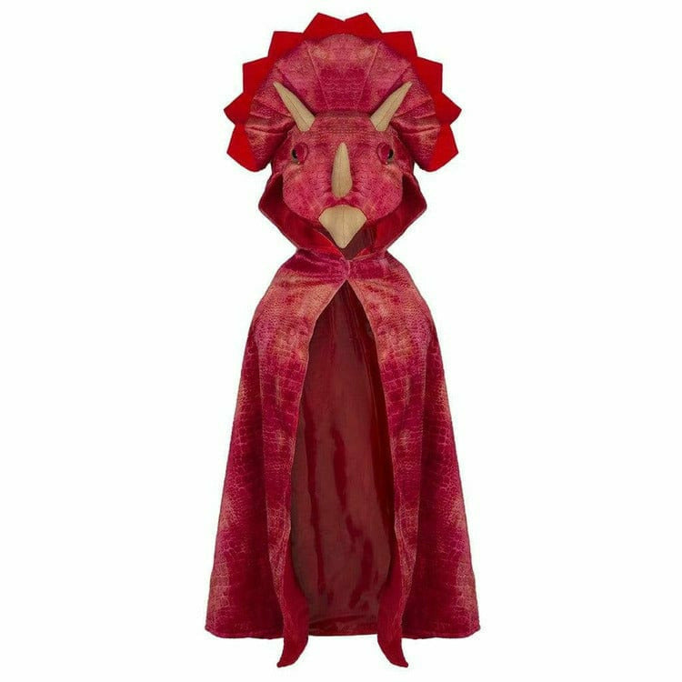Triceratops Red Hooded Cape – Size 4-5 Years