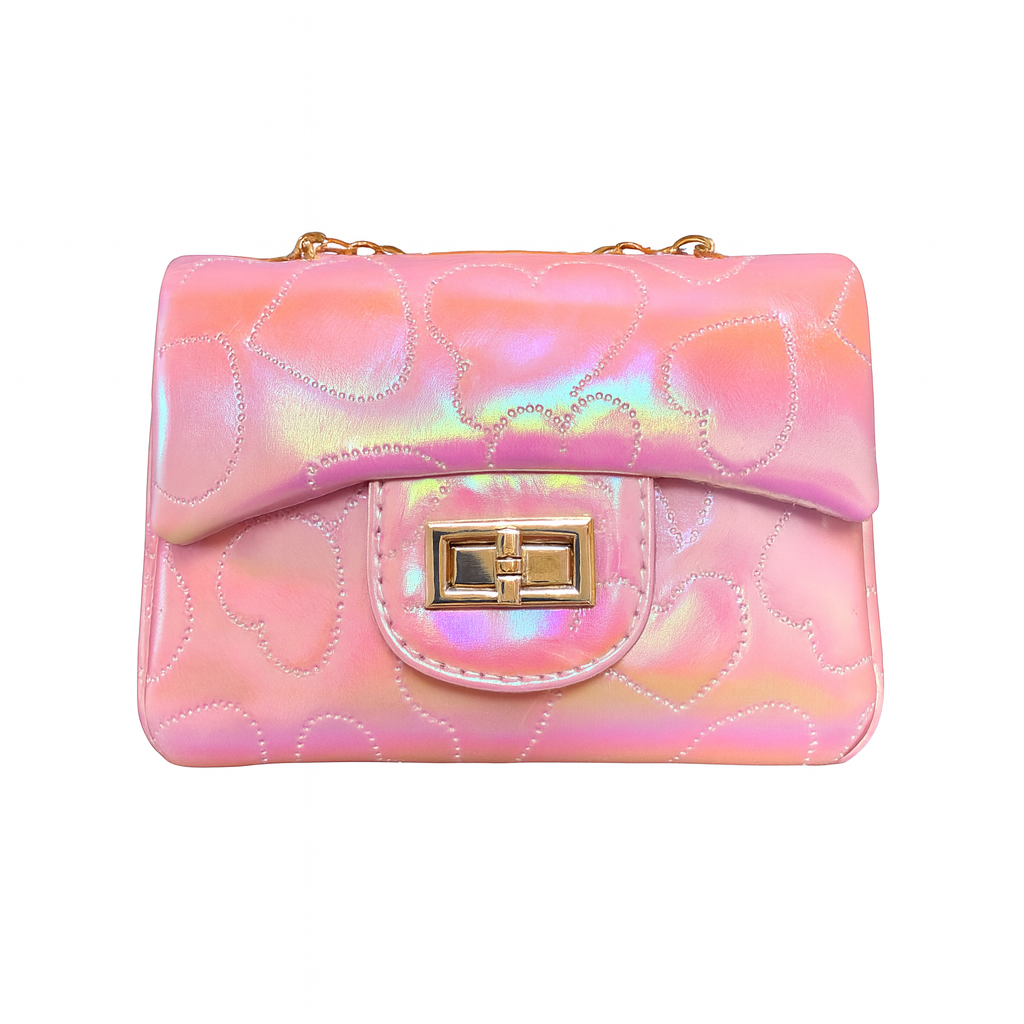 Shiny Dotted Classic Handbag – Pink