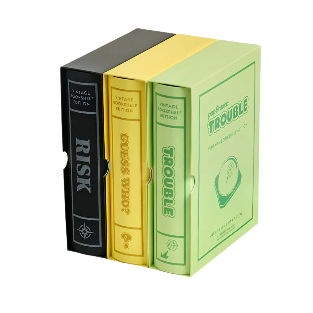3 Pack Vintage Bookshelf Games: Risk, Guess Who, Trouble