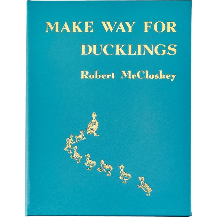 “Make Way For Ducklings” Book in Teal Blue Italian Leather