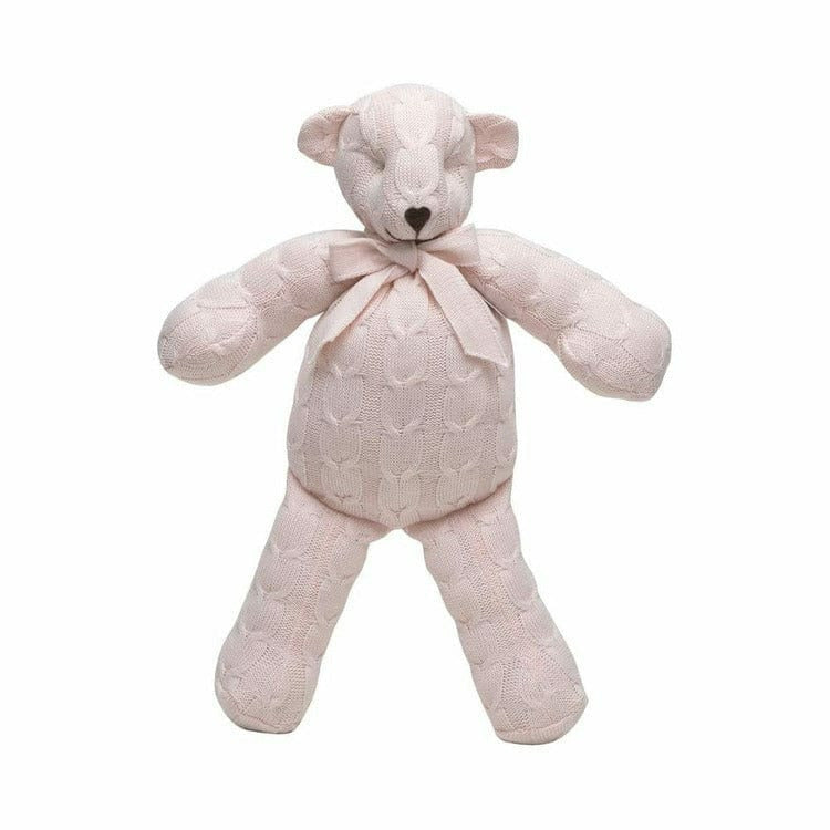 Dark Blue Cable Knit Plush Teddy Bear
