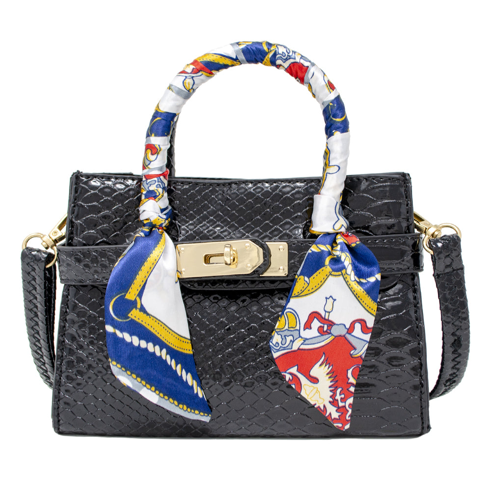Patent Crocodile Buckle Handbag