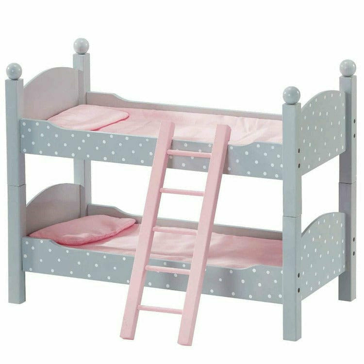 Polka Dots Princess Double Bunk Bed for 18″ Dolls – Gray